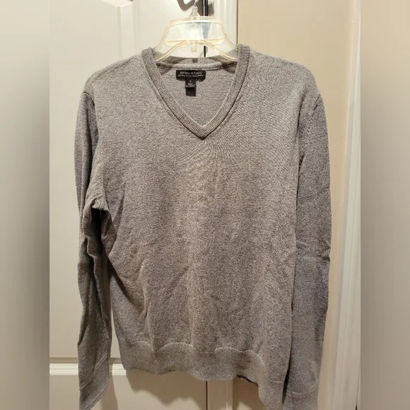 Banana Republic Men's Heather Gray V-Neck Cashmere Blend Sweater - Picture 1 of 2